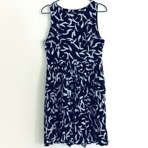 GAP Size 6 Dress Fit Flare Pleated Sleeveless Black White Flowy Lined